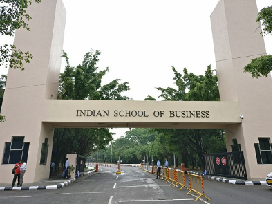 ISB Hyderabad's Entry Gate showcase displaying the b-school's name prominently