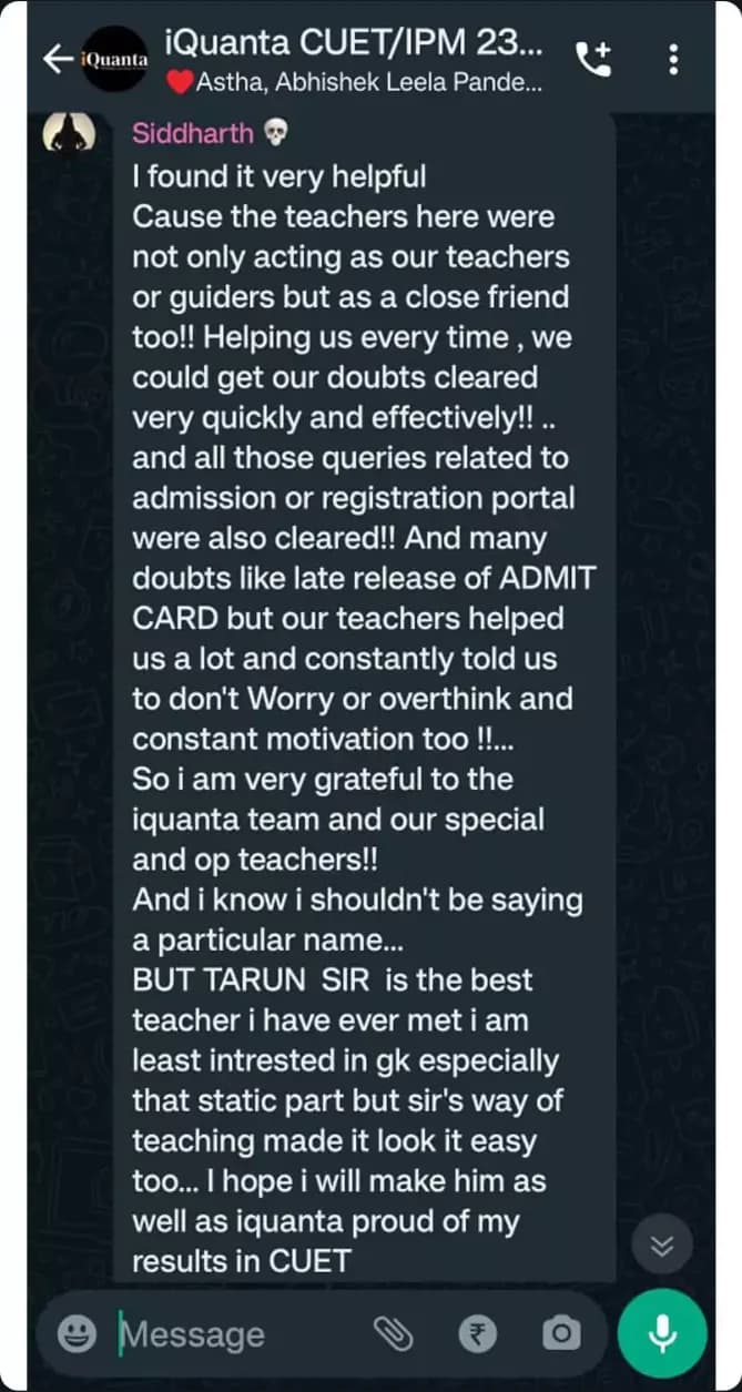 iQuanta CUET Live Class Feedback