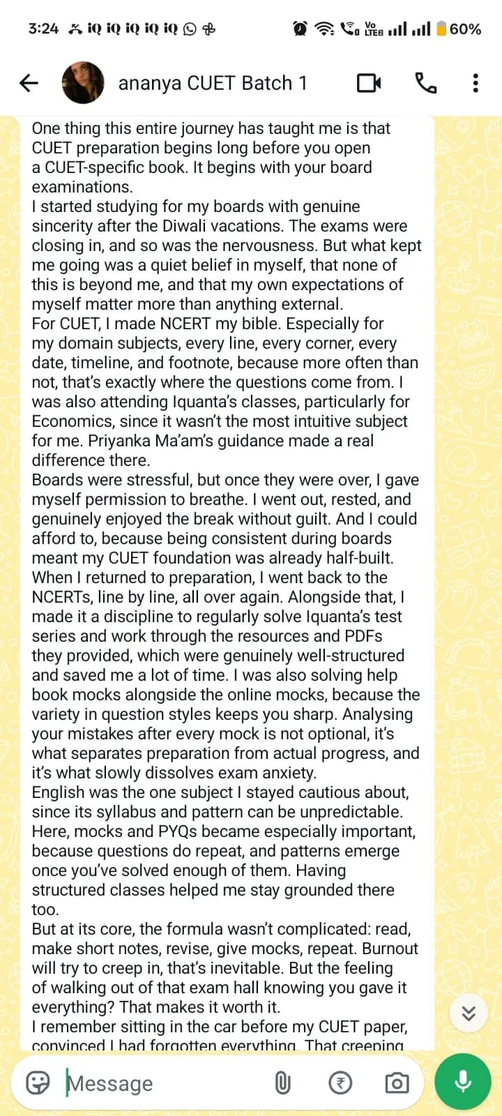 iQuanta CUET Live Class Feedback