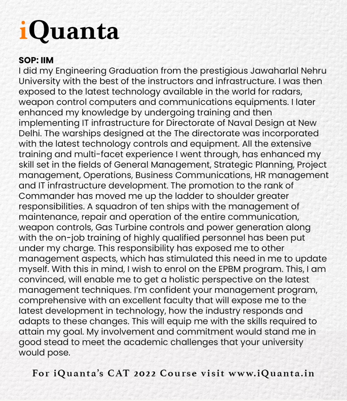 statement of purpose for iim