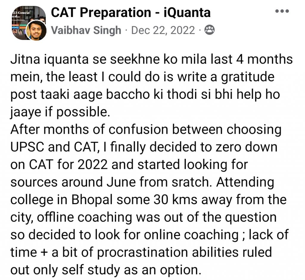 CAT Topper from iQUanta