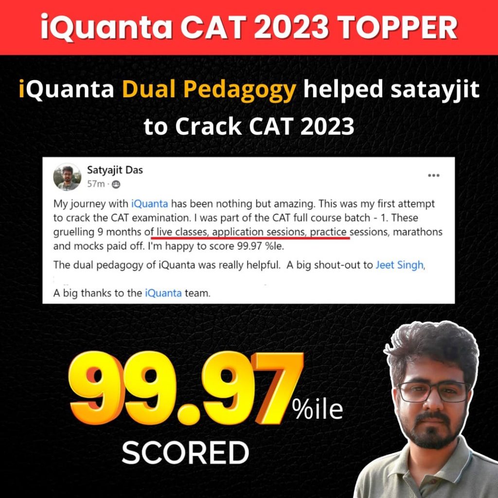 CAT 2023 Toppers list Satyajit