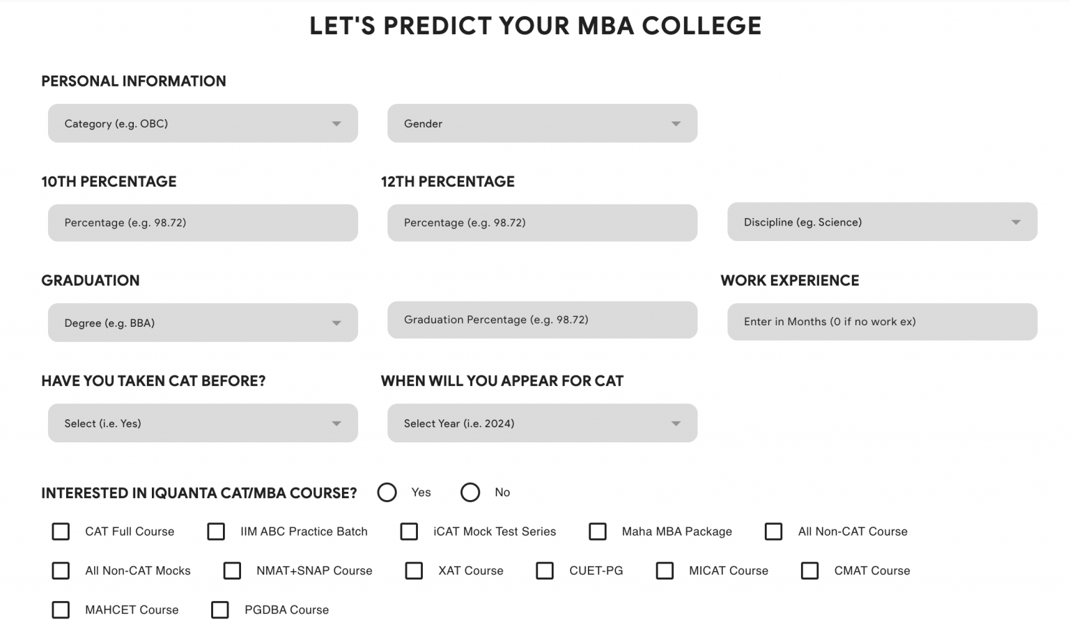 IIM Call B school Predictor by iQuanta : Most Accurate MBA College IIM Call B school Predictor by iQuanta : Most Accurate MBA College