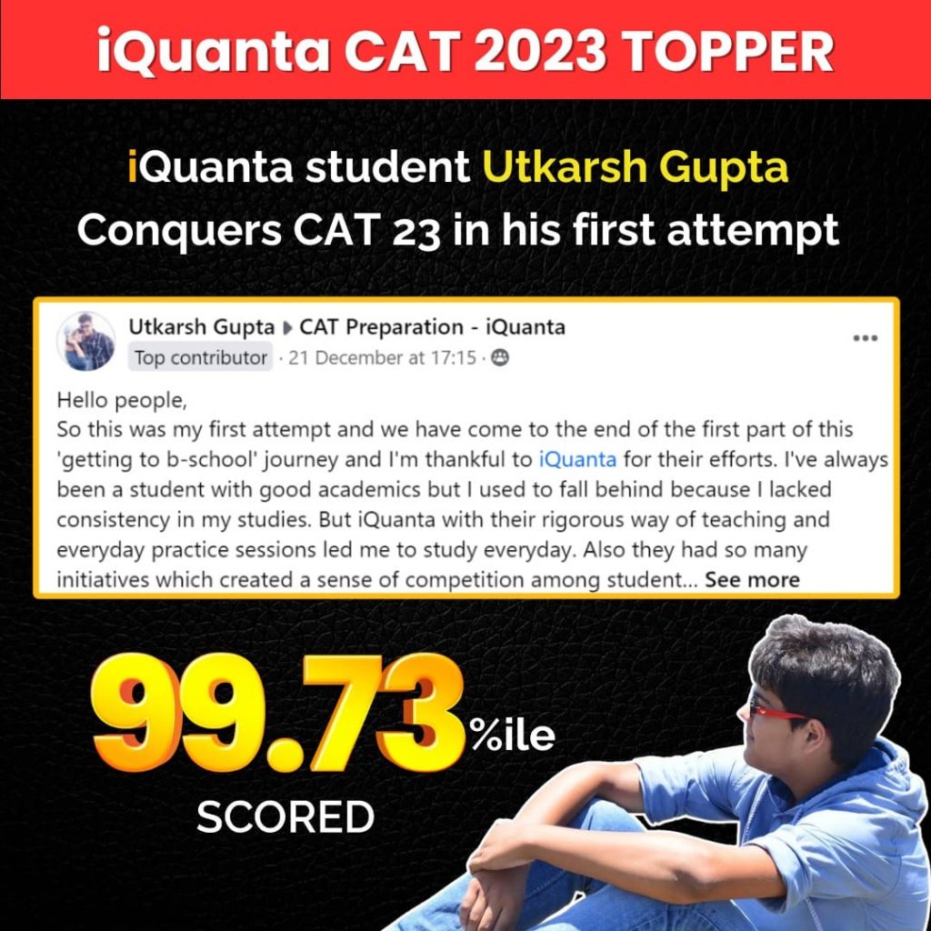 CAT 2023 Toppers list Utkarsh