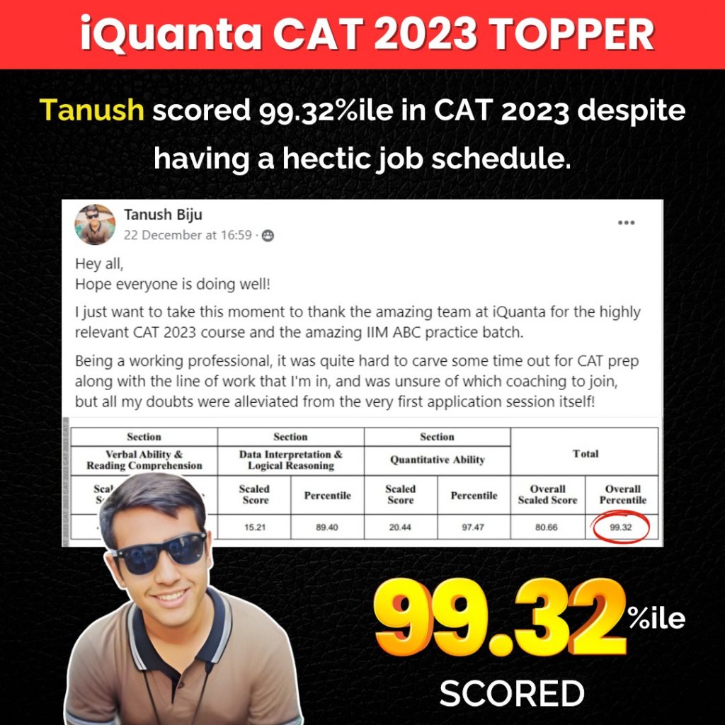 CAT 2023 Toppers List Tanush