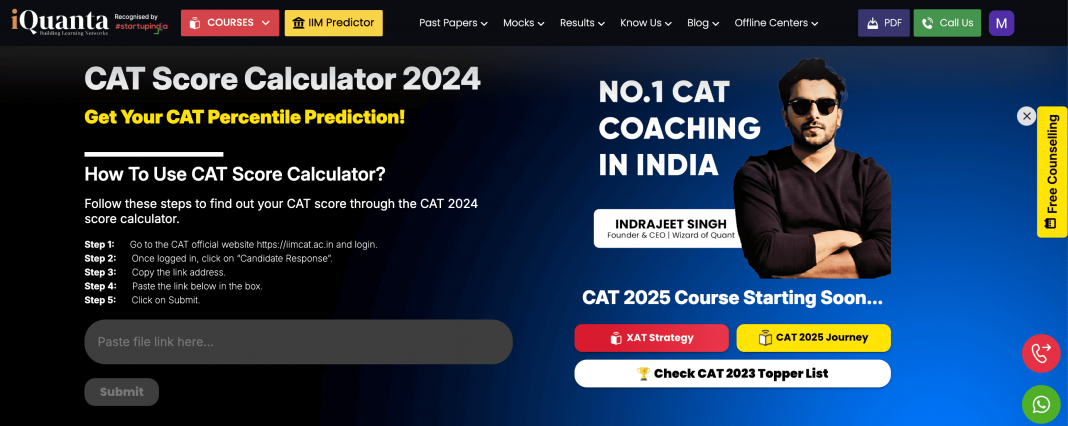 CAT 2024 Score Vs Percentile for Slot 1, 2 & 3 Released - iQuanta