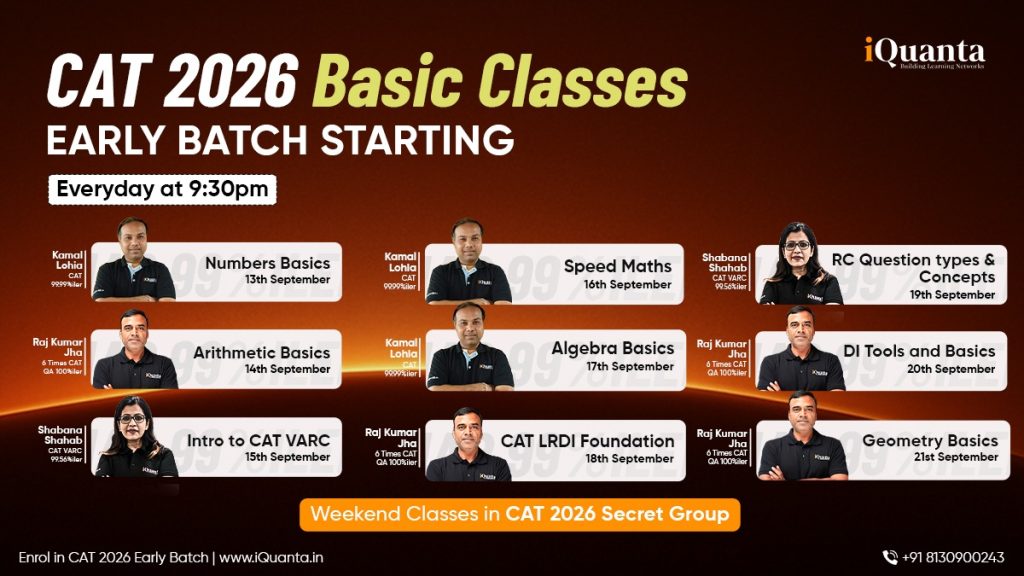 CAT 2026 Early Batch Basic Series Classes Starting From 13 September ...