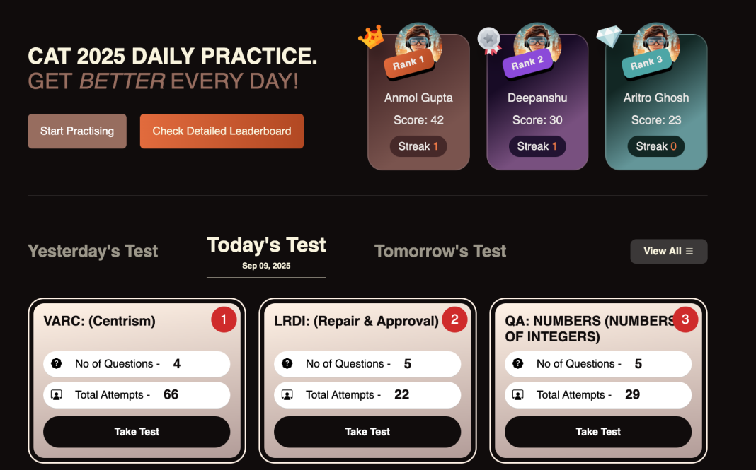 CAT 2025 Daily Targets Revealed – iQuanta’s New Practice Tool for CAT ...