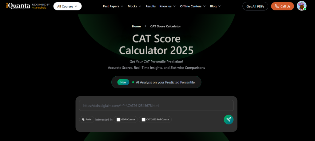CAT Score vs Percentile