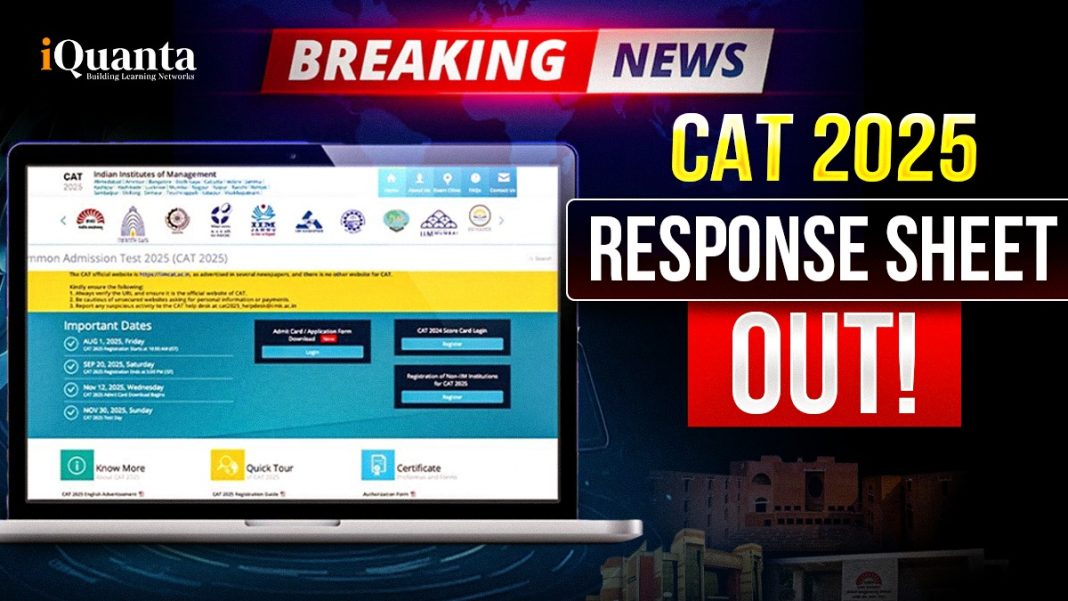 CAT Response Sheet 2025 Out Now - Download PDF, Score vs Percentile ...