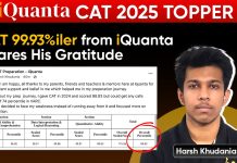 From 74%ile to 96.82%ile in VARC: Success Story of an iQuanta CAT 2025 Topper Who Scored an Overall 99.93%ile CAT 2025 Topper - Harsh Khudania