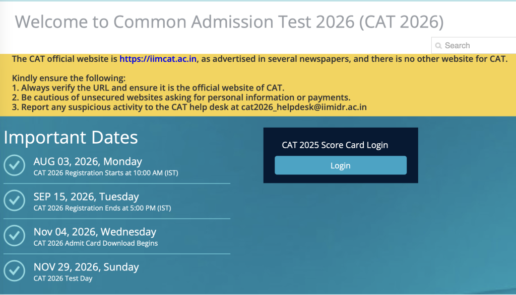 CAT Notification 2026
